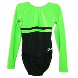 GK Elite Black/Neon Green Velvet  Leotard AXS